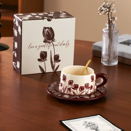 чаша с чинийка Morello, Flowers·love tulips
