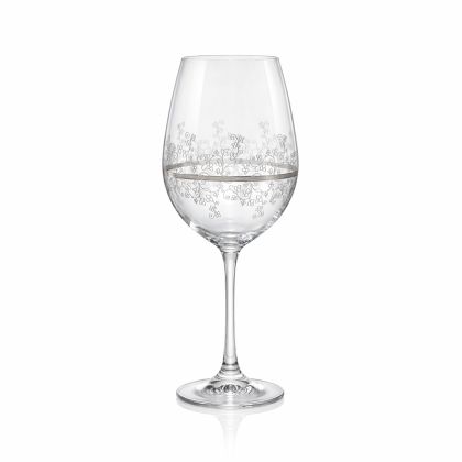Комплект от 6 елегантни кристални чаши за вино Bohemia Crystalex Viola Platinum с нежна гравюра и платинен декор