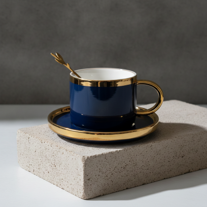 Чаша, чинийка, лъжичка Morello Elegant Blue