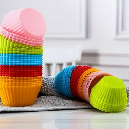 цветни силиконови форми за мъфини кръгли