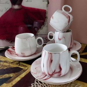 чаши за капучино или чай 12 ч. PINK MARBLE