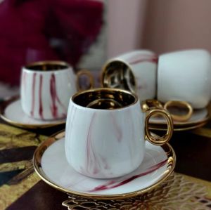 чаши за капучино или чай 12 ч. PINK & GOLD MARBLE