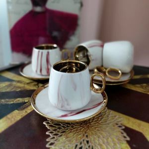чаши за кафе 12 ч. PINK & GOLD MARBLE