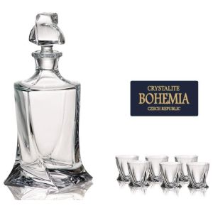 комплект 6 чаши за шот 55 мл и декантер Quadro