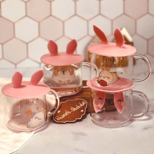 стъклена чаша с капак RABBIT