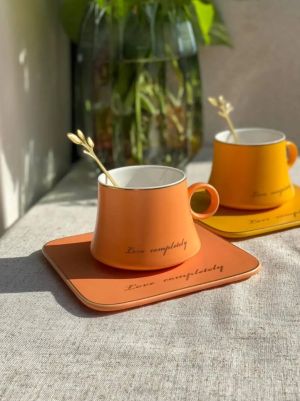 чаша, чинийка, лъжичка Orange, Green, Yellow Love Completely