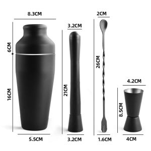 комплект за коктейли 8 части Black Matte