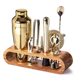 Бармански комплект с поставка 12 части Gold