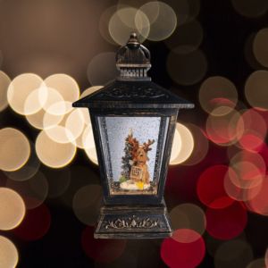 коледен светещ и музикален фенер с USB 23 см