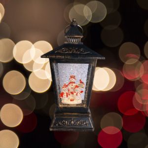 коледен светещ и музикален фенер с USB 23 см