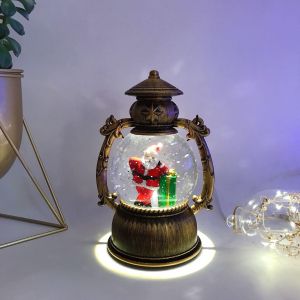 музикален коледен LED фенер преспапие, кръгъл с USB 20 см