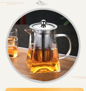 стъклена кана за чай, квадратна, 550 мл и 950 мл