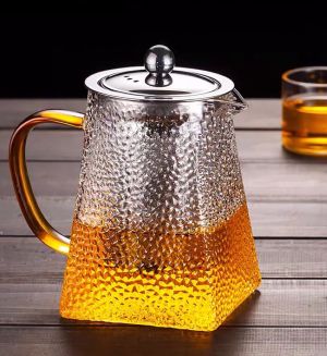стъклена кана за чай, жълта дръжка 750 мл и 950 мл