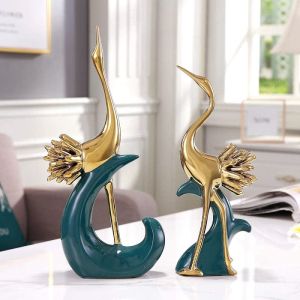 статуетка FLAMINGO GREEN & GOLD 31,5 см
