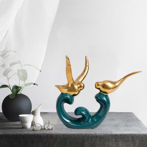 статуетка BIRD GREEN & GOLD 19 см