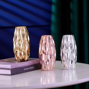 Елегантна Ваза B - злато, сребро, розово злато - 16 см