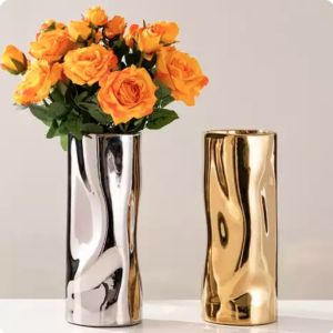златна/Сребърна Ваза 27см - Луксозен акцент за всеки дом!