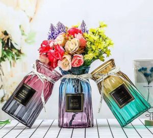 винтидж стъклена ваза 14, 17 и 23 см BORDEAUX RAINBOW