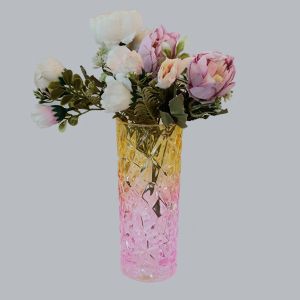 стъклена ваза цилиндър 19.5 см PINK