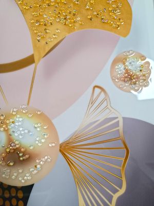 картина с рамка Златно Гинко ART Crystal 40 х 70 см