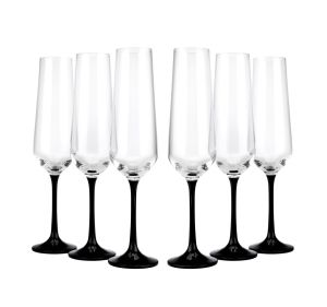 чаши за шампанско 6 бр. 200 мл Sandra Half Black