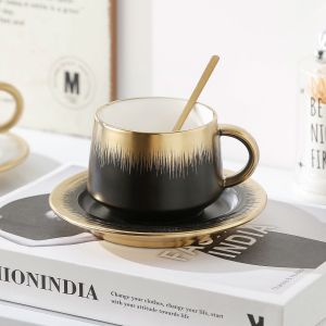 чаша, чинийка, лъжичка FADE BLACK & WHITE