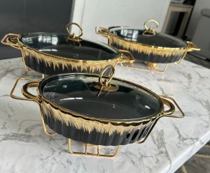 съд за топло сервиране BLACK & GOLD OVAL 33 и 38 см