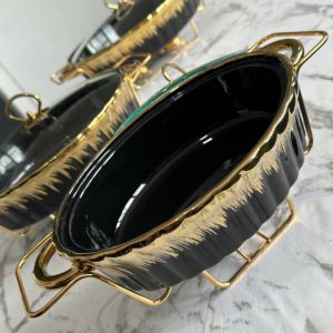 съд за топло сервиране BLACK & GOLD OVAL 33 и 38 см