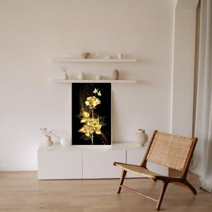 картина с рамка Букет златни рози с пеперуди ART HD 40 х 60 см