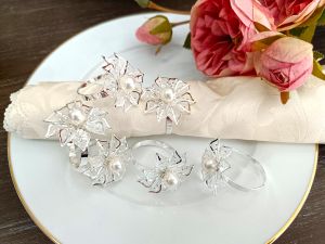 пръстени за салфеки 6 бр. SILVER FLOWER