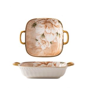 керамична квадратна купа с дръжки 22.5 см Camellia