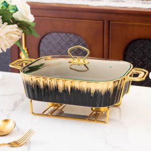 съд за печене и топло сервиране Black & Gold 34.5 и 38 см - керамика