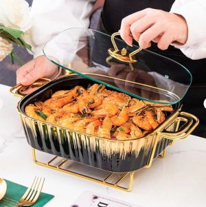 съд за печене и топло сервиране Black & Gold 34.5 и 38 см - керамика