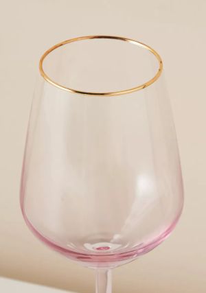 комплект 6 чаши за вино 490мл Harmony Pink Gold Rim 