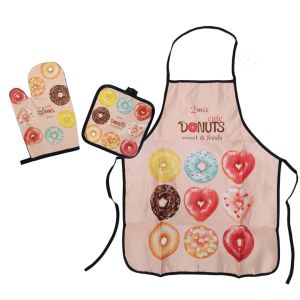 кухненска престилка, ръкавица и ръкохватка декор понички