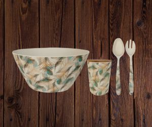 бамбукова купа за салата Паунови Пера