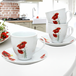 комплект за капучино или чай 12 ч. RED POPPY