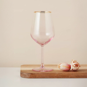 комплект 6 чаши за вино 490мл Harmony Pink Gold Rim