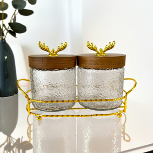 комплект 2 бр. буркани с поставка и Еленски рога