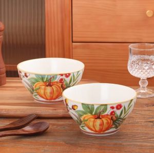 керамична купа за снакс и десерти 11,6 см 360 мл Natasha с декор тикви