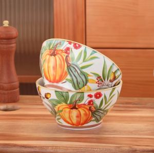 керамична купа за снакс и десерти 11,6 см 360 мл Natasha с декор тикви