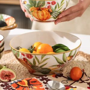 керамична купа за салата и плодове 20,3 см 1500 мл Natasha с декор тикви