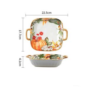 керамична купа с дръжки за печене и сервиране 22,5 см Natasha с декор тикви