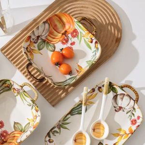 керамична купа с дръжки за печене и сервиране 22,5 см Natasha с декор тикви