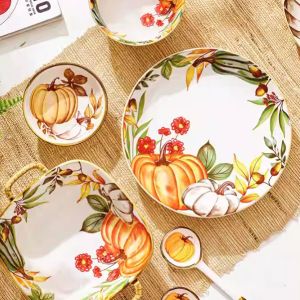 керамично плато за сервиране 25,6 см Natasha с декор тикви