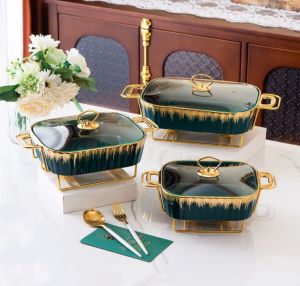 съд за печене и топло сервиране Green & Gold 34.5 и 38 см - керамика