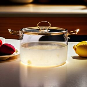 кехлибарена стъклена тенджера 2,5 л със златни дръжки