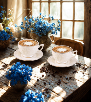 комплект за кафе 120 мл: 6 чаши и 6 чинийки Gold - порцелан