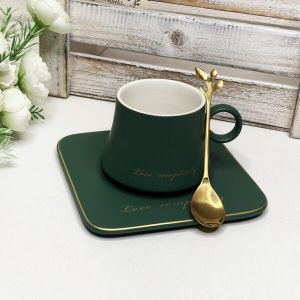 чаша, чинийка, лъжичка Orange, Green, Yellow Love Completely