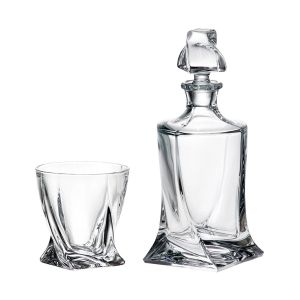 комплект 6 чаши за уиски с декантер Quadro, Bohemia Crystalite